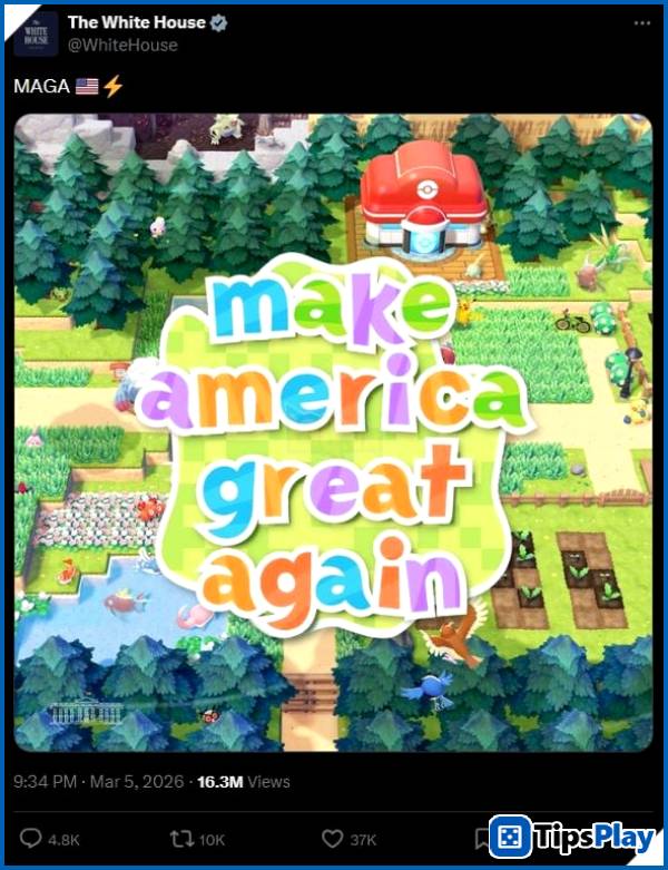 images 2 of President Trump Unexpectedly Uses Pokémon Pokopia to Promote the MAGA Agenda
