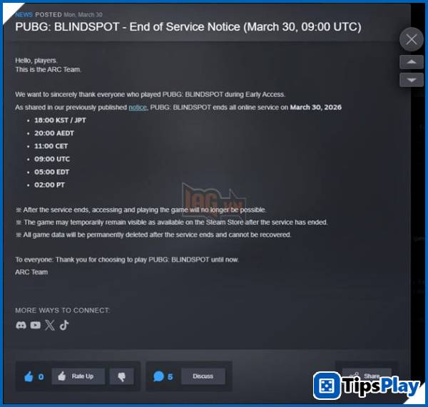 images 2 of PUBG: Blindspot Officially Announces Closure After Only About 1 Month of Operation