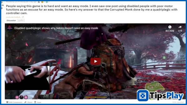 images 2 of Sekiro - Quadriplegic gamer defeats difficult boss, confronts players demanding easy mode.