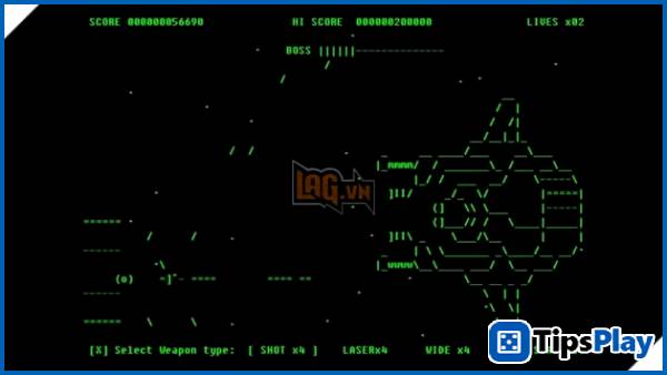 images 1 of The classic 40-year-old shooter game Gradius has been completely remade with ASCII graphics for PC.